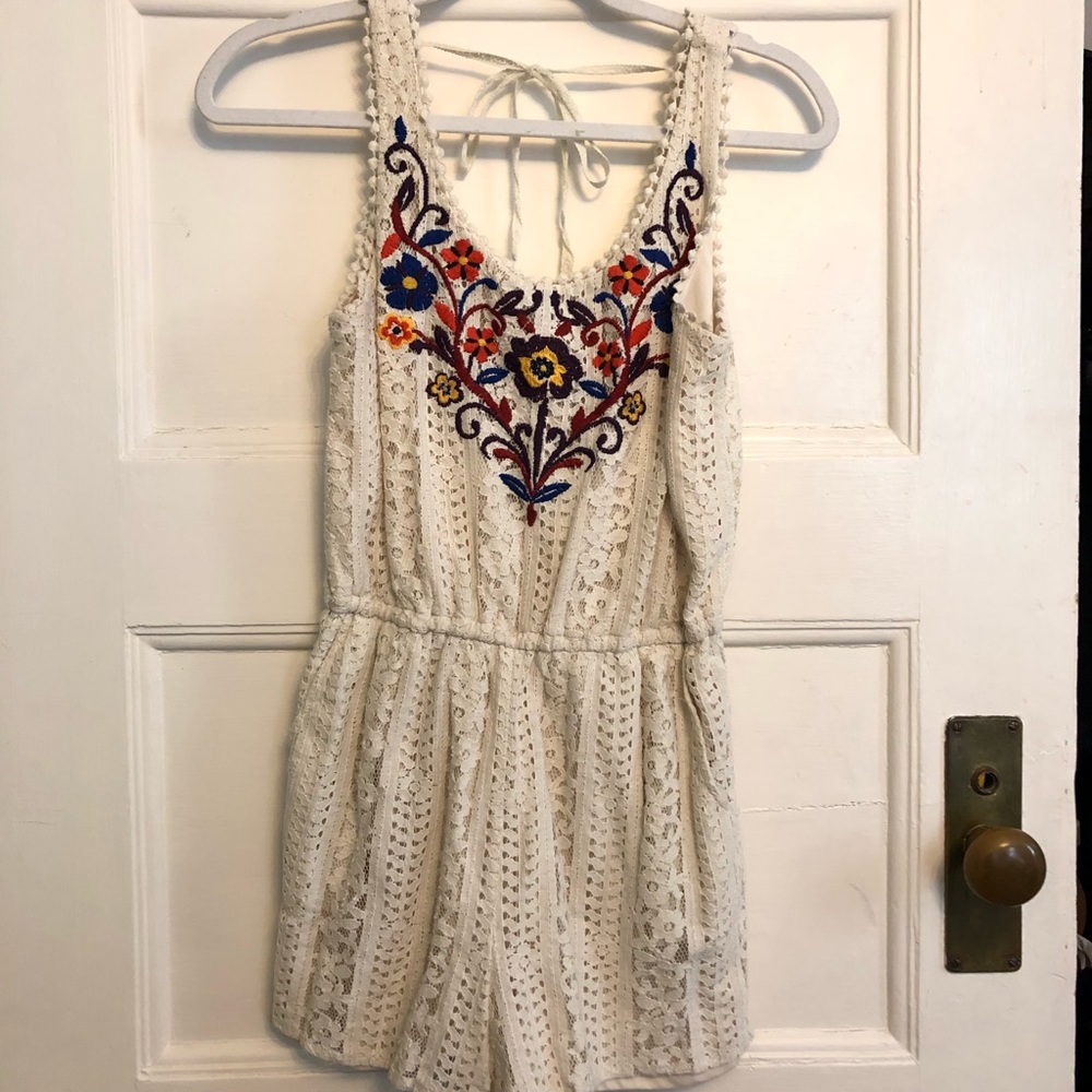 Floral lace romper